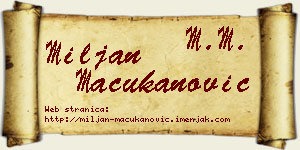 Miljan Mačukanović vizit kartica